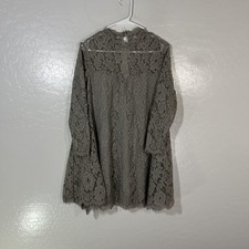 Show Me Your MuMu Lindy Lace Dress Womens Small Gray Floral Bell Sleeve Mini