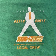 David Bowie Sound + Vision 1990 ORIG GREEN LOCAL CREW TOUR SHIRT MEN XL