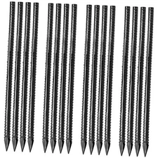 16 inches Ground Rebar Stakes (16 pcs) Heavy I-16"x3/8"-16pcs I Shape-Black