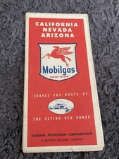 Vintage 1940s Arizona California Nevada Mobil Gas Station Highway Road Map CA AZ