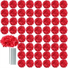 65pcs Fake Flowers Red Hydrangea Artificial Flowers Bulk Not Squished, No St...