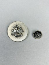 Satyr Riding A Lion Large & Mini Antique Metal Loop Picture Buttons Set Of 2