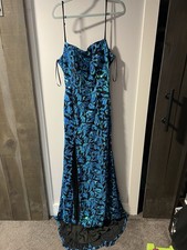 Rated PG From Prom Girl Women’s Long Black Dress With Blue Sequins Size 10