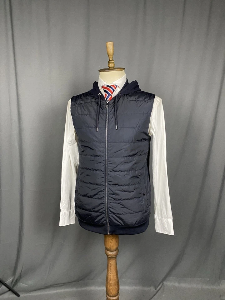 Hugo Boss Men's Blue Padded Hooded Vest Size L - Image 2 of 4