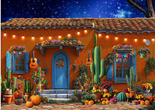 7x5ft MexicanTheme Backdrop Mexican Fiesta Backdrop Cabin House Party Decoraiton