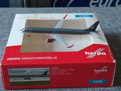 Herpa Wings 1:500 Royal Jordanian Embraer E195 JY-EMF ''Petra'' 524940