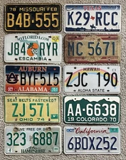 10 Pack of Rustic/Worn License Plates From 10 Different States