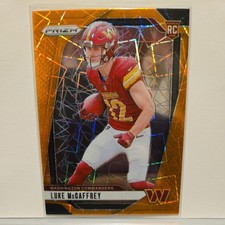 Luke McCaffrey RC 2024 Panini NFL Prizm Orange Lazer Rookie Commanders 💎