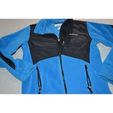 Columbia Fleece Jacket Boys Large Blue Black Full Zip Mock Neck Soft Outdoor  