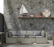 Seven-Piece Modular Rattan Set - Light Brown Garden Patio Furniture