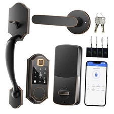 Fingerprint Smart Front Door Lock Set, Keyless Entry Door Oil Rubbed Bronze