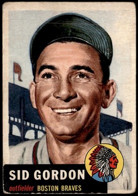 1953 Topps #117b Sid Gordon : Bio uses black text PR-VG