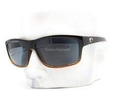 Costa Del Mar Cut Sunglasses Gloss Black on Crystal Brown Plastic Lens w/case