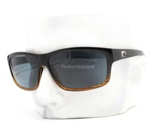 Costa Del Mar Cut Sunglasses Gloss Black on Crystal Brown Plastic Lens w/case