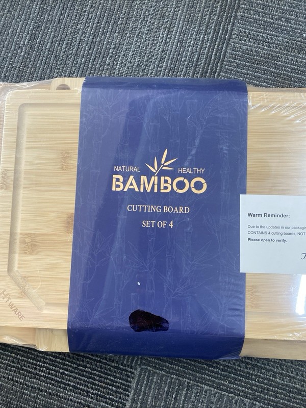 Hiware Bamboo Cutting Board Heavy Duty for Kitchen 4 Pack New
