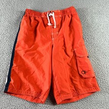 Op Ocean Pacific Orange Boys Size L 10/12 Mesh Lined Beach Outdoor Swim Trunks