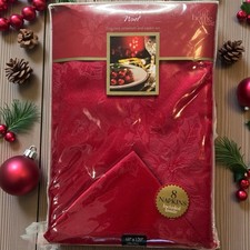 Homewear Dinner Party Noel Red Tablecloth Set 60x120 Oblong w/ 8 Napkins NIP