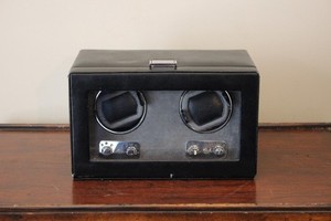 Wolf Designs Double Watch Winder Torneau Faux Leather - Black