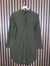 Topshop Shirt Dress 6 / S Womens Olive Green Long Sleeve Stretch Button Collared