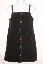 ASOS Mini Dress Black Denim Size XS (2) Button Front Rustic Boho Western