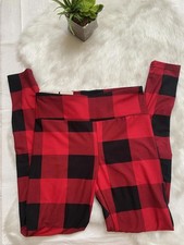 No Boundaries Red and Black Plaid Leggings, Size Small/Medium