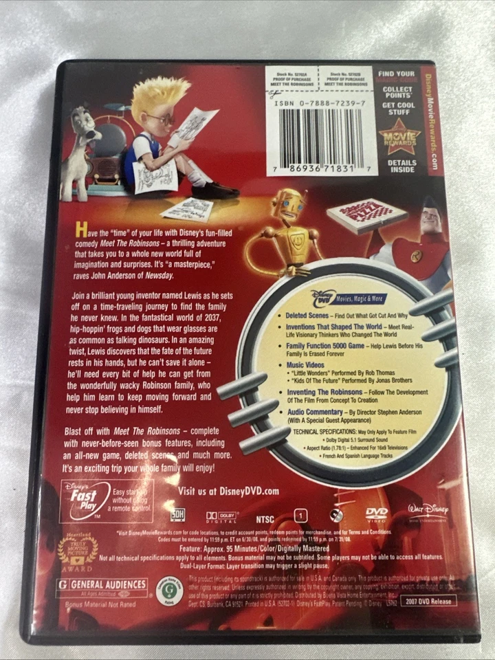 Meet the Robinsons (DVD, 2007) Walt Disney Animated Widescreen Movie - Image 2 of 4