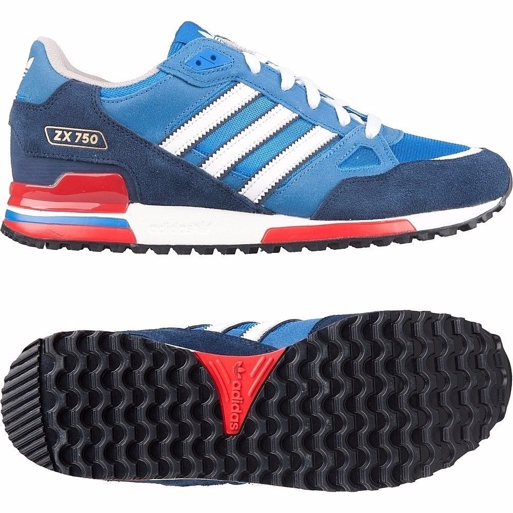 ADIDAS ORIGINALES ZX 750 ENTRENADORES PARA HOMBRE AZUL REAL REINO REINO TALLAS 7 A |