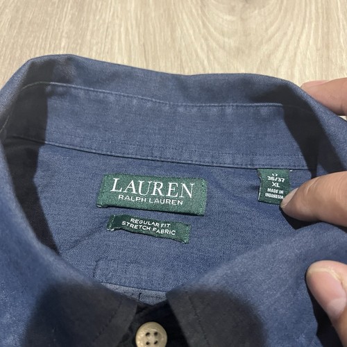 Lauren Ralph Lauren Mens Shirt Blue 17 36/37 XL Long Sleeve Button Cotton Blend - Picture 3 of 6