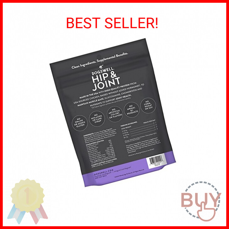 DOGSWELL Hip & Joint Dog Treats 100% Meaty, Grain Free, Glucosamine Chondroitin 