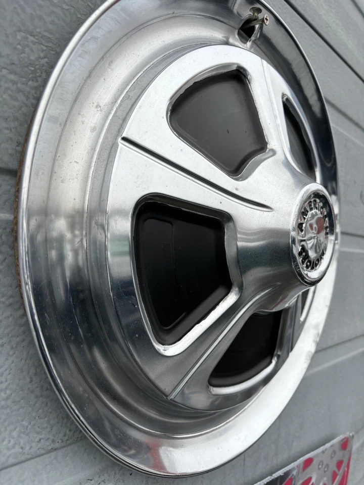 AMC AMX Javelin1 1968 tapacubos original de acero inoxidable 14” hermoso arte retro raro Foto 3 de 4