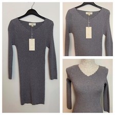 ✖️Grey Ribbed Bodycon Jumper Dress Size S/M RRP £25