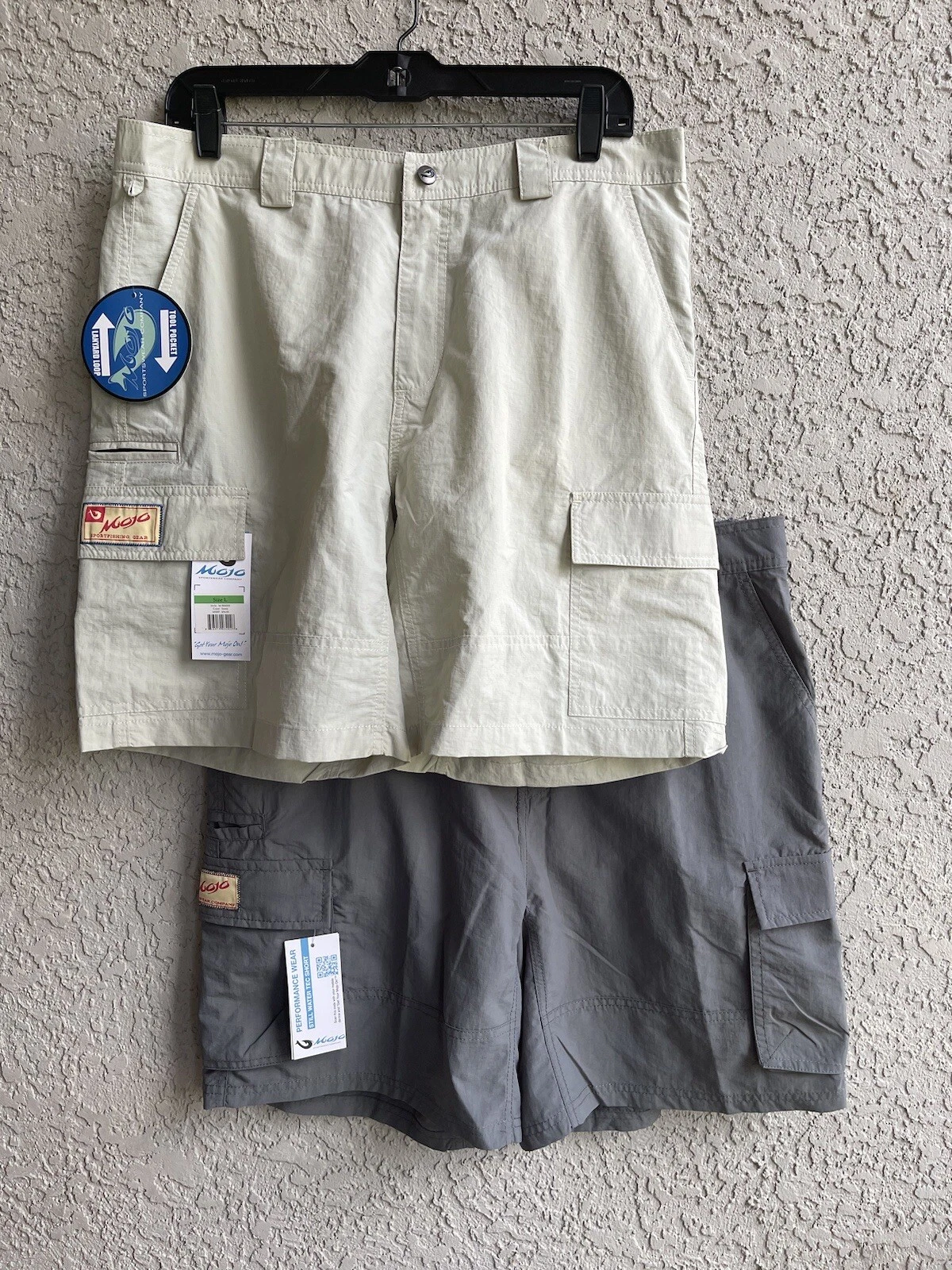 Mojo Men’s Short Sport Outdoor Fishing Cargo Nylon Lot Of 2 Size L # 1634 NWT