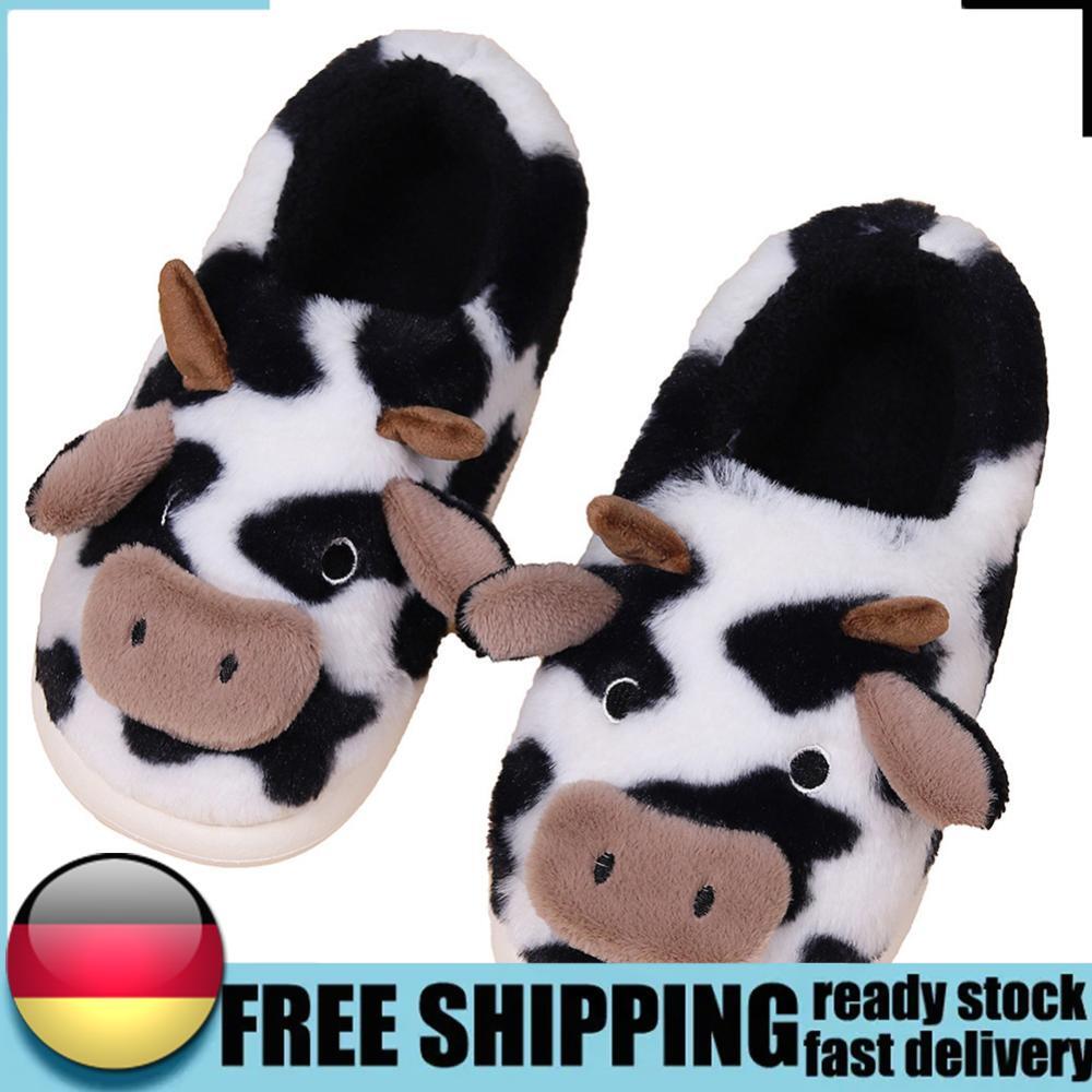SAOLA Ciabatte donna suola gomma cartone animato mucca sfocata ciabatte antiscivolo invernali casa scarpe