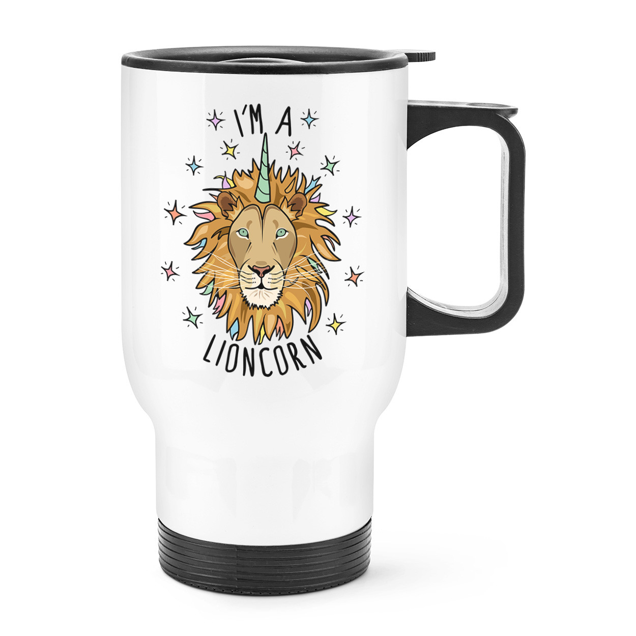 I'm A Lioncorn Travel Mug Cup With Handle - Funny Animal Thermal Flask