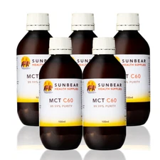 C60 MCT - Coconut Premium MCT Oil with 99.99% Pure Carbon 60 -100 ml x 5