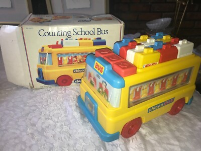 RARE Vintage CHICCO Italy 63023 COUNTING Numbers SCHOOL BUS Works Great COMPLETE