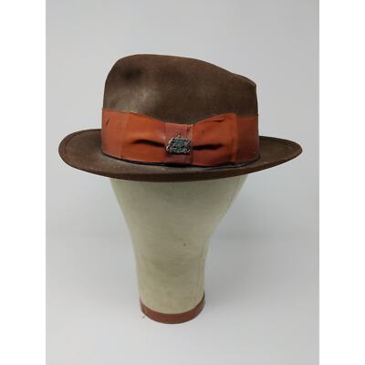 Stetson Sovereign Twenty Mode Edge Felt Fedora Hat SZ 6 7/8 W/Pin