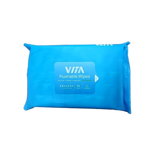 New Lot Of 6 Pk Vita Flushable Wipes Aloe Vitamin E 50ct Each Pk Wet