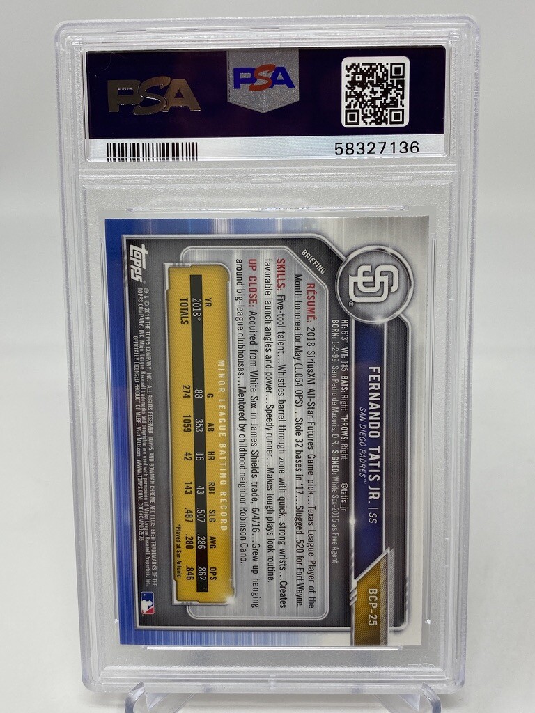 2019 Bowman Chrome #25 Fernando Tatis Jr. Rookie Card - PSA 10 view 7