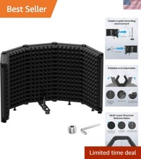 Foldable Microphone Isolation Shield with Triple Sound Insulation for Clean R...