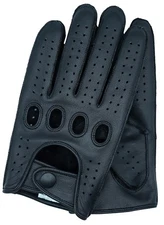 Riparo Reverse Stitched Leather Driving Gloves - Black