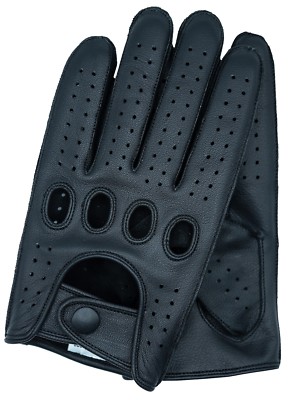 Riparo Reverse Stitched Leather Driving Gloves - Black