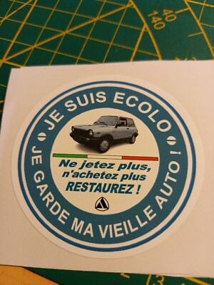 Autocollant Autobianchi A112  je suis écolo je garde ma vieille auto