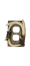 River's Edge Products Deer Antler and Barnwood Receptacle Cover Standard Duplex