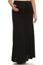Maternity Long Maxi Skirt Fold Over Waistband - Made in USA