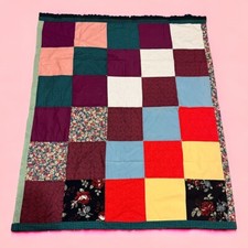 Vintage Lightweight Cotton Patchwork Quilt Multicolor 53"x43" Floral Polka Dot