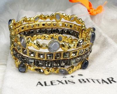 Alexis Bittar GILDED VINE Labradorite Elements HInged Bracelet MISSING 1 CRYSTAL