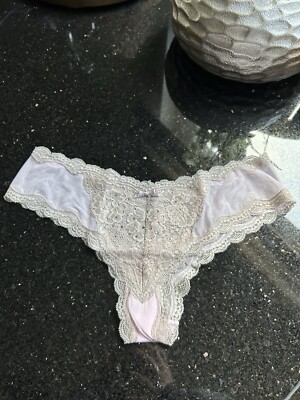 Victoria s Secret Dream Angels Cheeky Hüftslip Rosa Beige Spitze Glitzer Gr. M