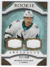 MAXIM LETUNOV 2020-21 UPPER DECK ARTIFACTS DUAL ROOKIE JERSEY RELIC /599