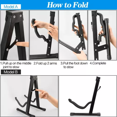 Guitar Stand A-Frame Folding Guitar Stand w/ Non-Slip Rubber and Foam Arms - Picture 7 of 9